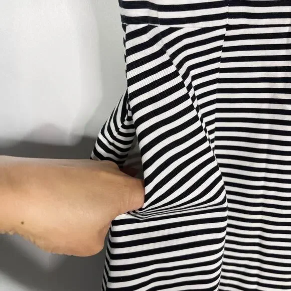 Kate Spade Saturday 00 Black White Pencil Striped Let Loose Fit and Flare Dress - Picture 9 of 13